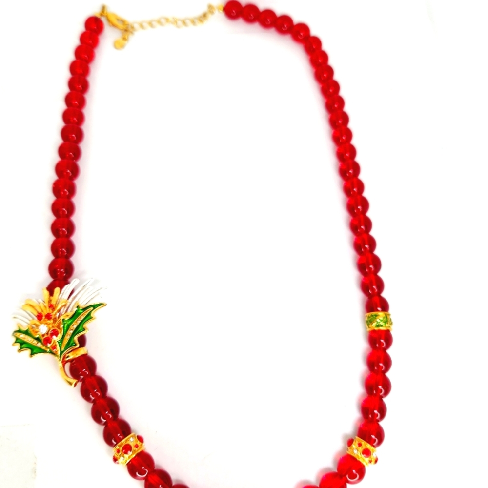 RARE MMA METROPOLITAN MUSEUM OF ART HOLIDAY HOLLY SPRING SWAROVSKI NECKLACE